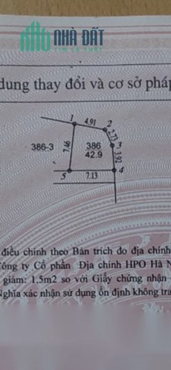 42,9m đất + LÔ GÓC - Tổ 6 YÊN nghĩa Hà Đông chính chủ bán phá giá chỉ hơn 1 tỷ
 diện tích 42,9m đất