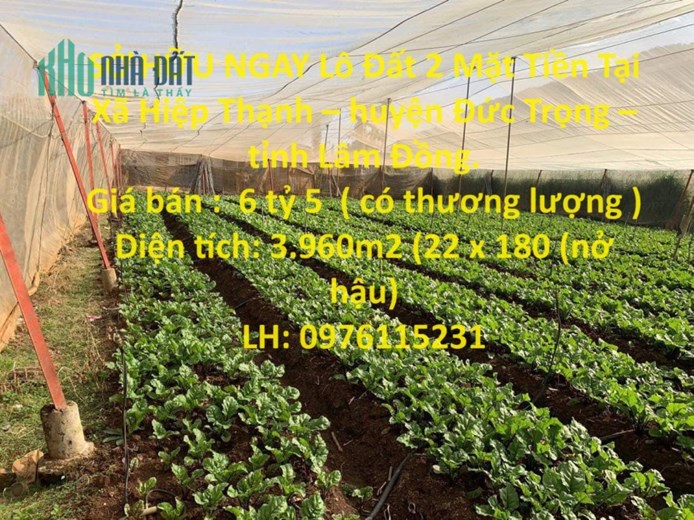 SỞ HỮU NGAY Lô Đất 2 Mặt Tiền Tại Xã Hiệp Thạnh – huyện Đức Trọng – tỉnh Lâm Đồng.