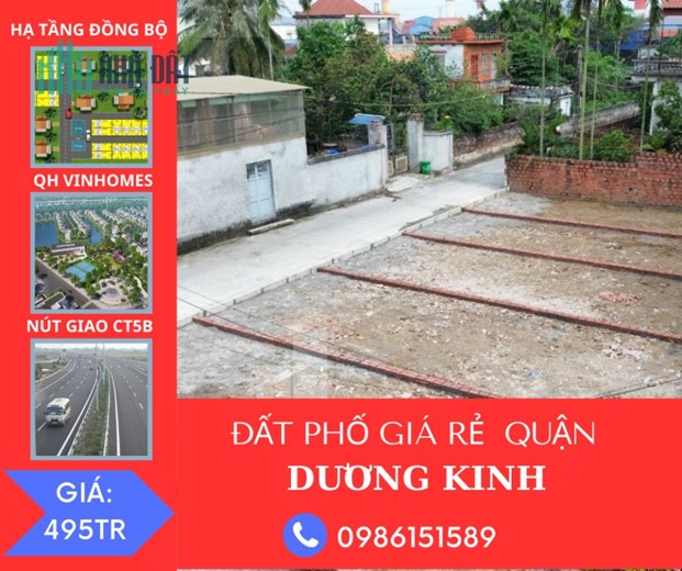 Bán nhanh lô đất đẹp quận Dương Kinh giá chỉ 495tr/lô bao phí sang tên.