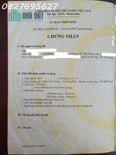 Chuyển nhượng nhà mặt đường tại thôn Kiều Đông, Hồng Thái, An Dương - Anhngo