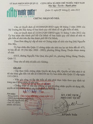 Chính Chủ Bán nhà 2 tầng + Sân thượng 113m2 Đường Nguyễn Văn Quá, Q.12