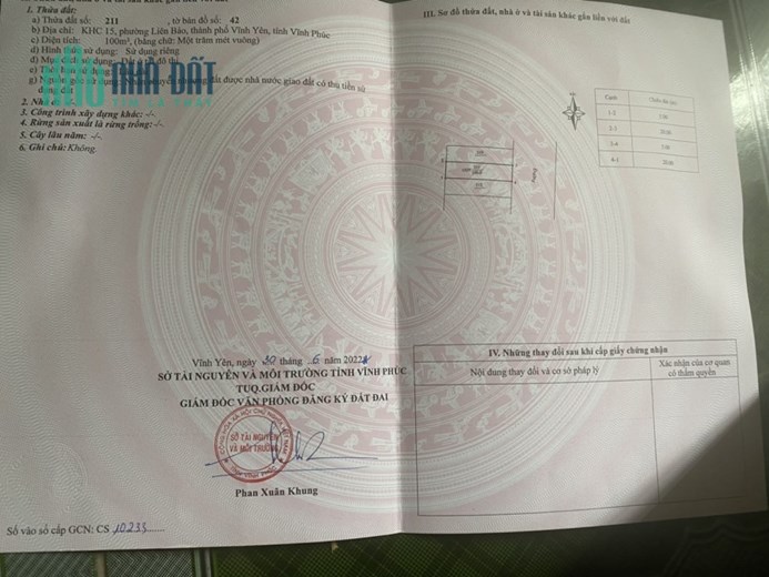 Bán lô đất tại Liên Bảo, Vĩnh Yên, Vĩnh Phúc. DT 100m2
