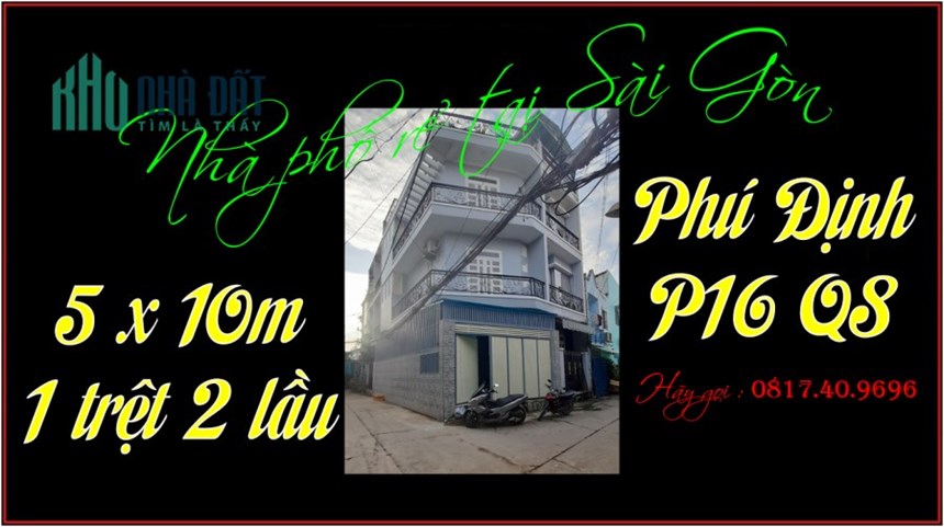Bán rẻ nhà phố 5 x 10m 1 trệt 2 lầu Phú Định Q8 TP.HCM