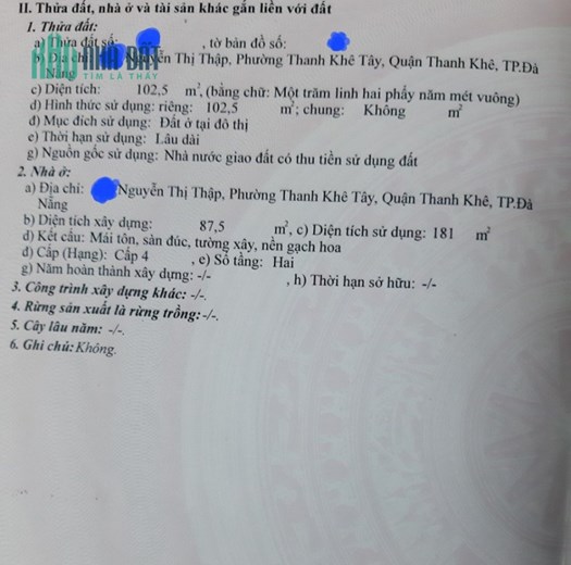 Bán nhà 2 tầng đường Nguyễn Thị Thập - Thanh Khê