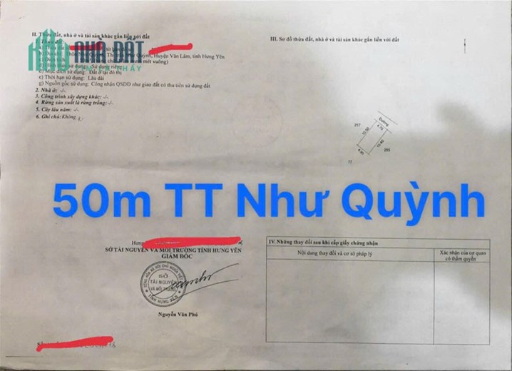 Bán đất tại Thôn Như Quỳnh, TT Như Quỳnh, Văn Lâm, Hưng Yên