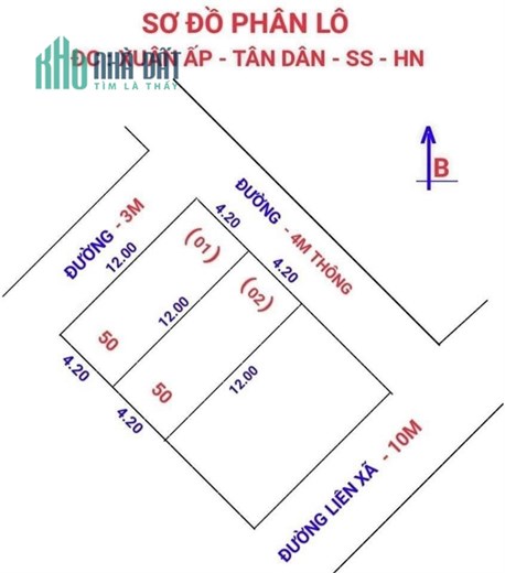 Hàng f0 bán 50m2 tại Xuân Ấp-Tân Dân Dân-Sóc Sơn. Đường 4m, Bao Sổ
