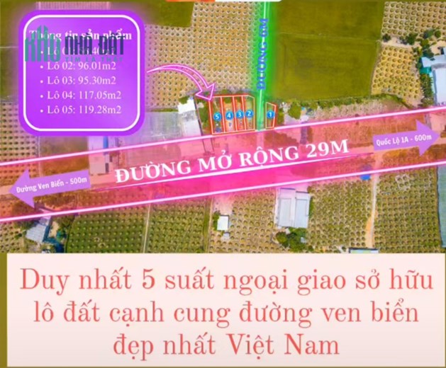 Lô góc 2 mặt tiền biển bình thuận full thổ cư, đường qh 29m, giá rẻ nhất