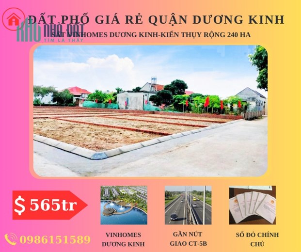 Chính chủ cần bán lô góc 2 mặt thoáng nằm trên mặt trục phố phường Hòa Nghĩa quận Dương Kinh HP.