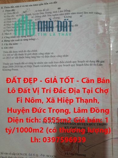 ĐẤT ĐẸP - GIÁ TỐT - Cần Bán Lô Đất Vị Trí Đắc Địa Tại Huyện Đức Trọng, Lâm Đồng