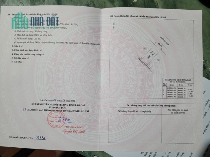 Chính chủ cần bán Lô Đất Thuộc Bản Liên Hà 1 – Xã Bảo Hà – Huyện Bảo Yên – Tỉnh Lào Cai.