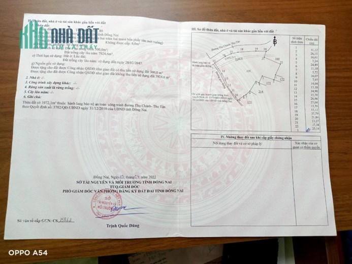 CHÍNH CHỦ CẦN BÁN LÔ ĐẤT 284 TỔ 4 – KHU 6 – THỌ TÂN – XUÂN THỌ - XUÂN LỘC – ĐỒNG NAI.
