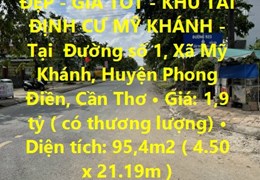 SỞ HỮU NGAY LÔ ĐẤT ĐẸP - GIÁ TỐT - KHU TÁI ĐỊNH CƯ MỸ KHÁNH - Tại Huyện Phong Điền, Cần Thơ