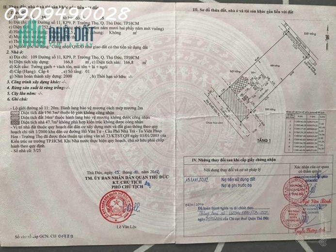CHÍNH CHỦ BÁN ĐẤT FULL THỔ CƯ THỦ ĐỨC - TP HỒ CHÍ MINH- Địa chỉ: 109 Đường 11, Phường Trường Thọ,