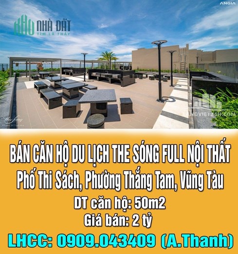 BÁN CĂN HỘ DU LỊCH THE SÓNG 50M2, 2PN, FULL NỘI THẤT TRUNG TÂM PHƯỜNG THẮNG TAM, TP.VŨNG TÀU