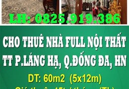 CHO THUÊ NHÀ FULL NỘI THẤT KD ĐA NGÀNH NGHỀ TRUNG TÂM PHƯỜNG LÁNG HẠ, QUẬN ĐỐNG ĐA