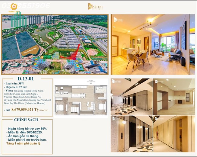 Cần Bán Căn Góc Đặt Biệt 3PN Masteri Central Point Trực Diện View Sông, Biển Hồ
