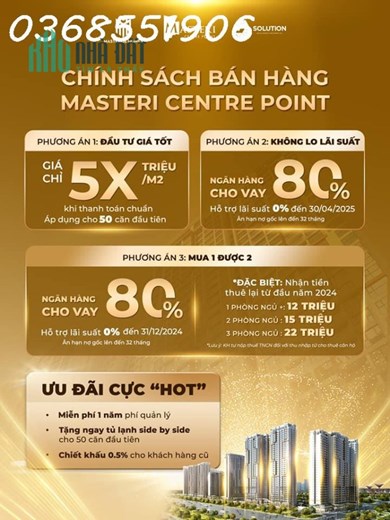Cần Bán Căn Góc Đặt Biệt 3PN Masteri Central Point Trực Diện View Sông, Biển Hồ