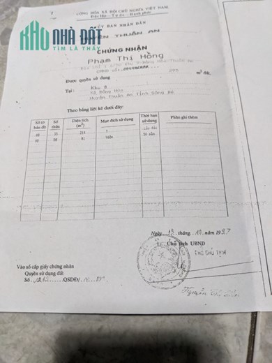 CHÍNH CHỦ BÁN ĐẤT DĨ AN, CÓ THỔ CƯ