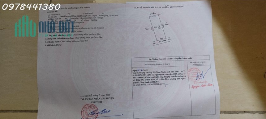 Bán đất chính chủ sổ đỏ mới đét Xã Phụng Châu, Chương Mỹ, Hà Nội