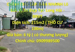 CHÍNH CHỦ CẦN BÁN NHANH Lô Đất Vị Trí Đẹp Tại  Long Hải - BRVT