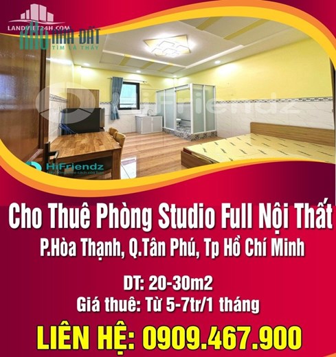 Cho Thuê Phòng Studio Full Nội Thất Từ 20-30m2 Sát Trường Đại Học Hồng Bàng
