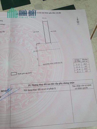 Bán Đất Mặt Tiền Hùng Vương P. Trần Quang Diệu Quy Nhơn , 101m2 , Ngang 4,5m , Lộ Giới 40m , Giá 3