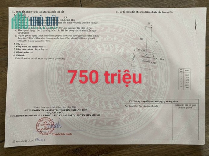 BÁN ĐẤT XÃ DIÊN HÒA HUYỆN DIÊN KHÁNH