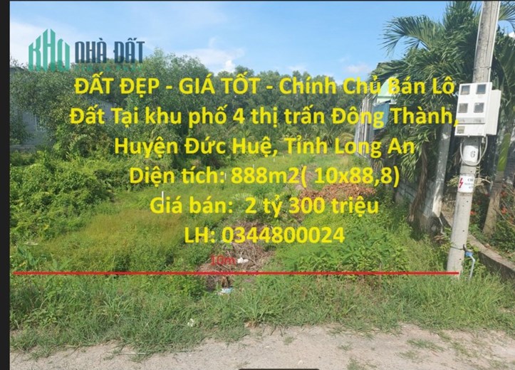 ĐẤT ĐẸP - GIÁ TỐT - Chính Chủ Bán Đất Tại Huyện Đức Huệ Tỉnh Long An