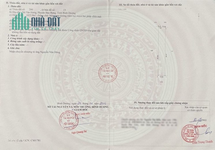 CHÍNH CHỦ CẦN BÁN 4 MIẾNG ĐẤT LIỀN KỀ TẠI XÃ TÂN HƯNG - HUYỆN BÀU BÀNG