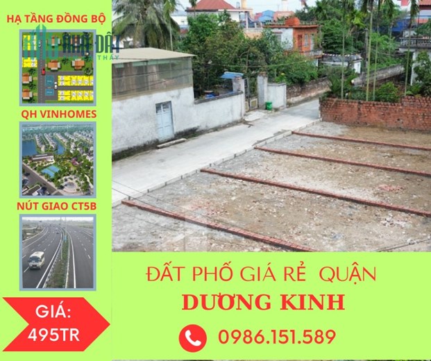 Bán lô đất phố giá rẻ nằm gần khu đô thị Vinhomes Dương Kinh-Kiến Thụy rộng 240 ha. Giá chỉ