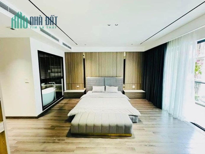 nhà đẹp Ngọc Lâm, 75m x 7tầng, mặt tiền 5.6m, thiết kế hiện đại, gara, full nội thất