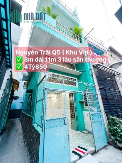 Nhà 4 tầng hẻm Nguyễn Trãi P2 Q5. Giá 4,85 tỷ TL