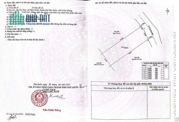 Bán 3164m2 đất Xã Hàm Ninh, Phú Quốc SHR chỉ 5tr/m2. Lh:0966334433