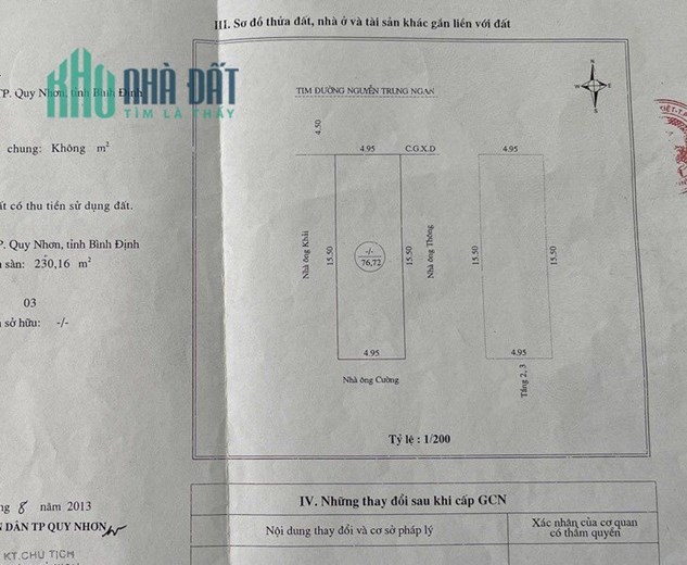 Bán Nhà Mặt Tiền Nguyễn Trung Ngạn P.Lý Thường Kiệt Quy Nhơn , 76,72m2 ,3 Mê , Giá 7 Tỷ