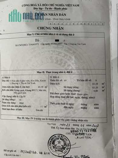 NHÀ ĐẸP - GIÁ TỐT- Cần Bán Gấp Căn Nhà Vị Trí Đẹp Tại TP Trà Vinh