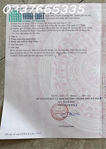 Mình cần bán lô đất chính chủ Thuộc thôn Xuân Sen ,Xã Thuỷ Xuân Tiên , Huyện Chương Mỹ