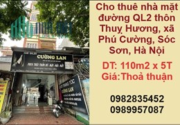✨Cho thuê nhà mặt đường QL2 thôn Thuỵ Hương, xã Phú Cường, Sóc Sơn, Hà Nội; 0982835452