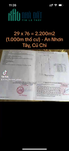 Bán lô đất Nguyễn Thị Rành, An Nhơn Tây, Củ Chi 7,8tỷ