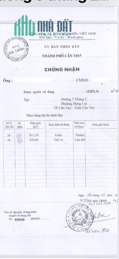 Bán Nhà Mặt Tiền Đường 3/2, Phường Hưng Lợi, Quận Ninh Kiều, Tp. Cần Thơ