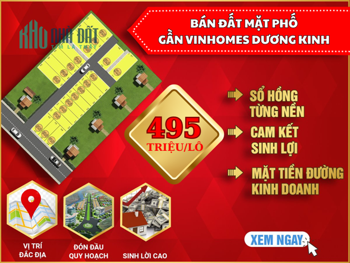 🏤 Chính chủ bán 2 lô đất sổ đỏ giá rẻ gần chợ Hoà Nghĩa sát Vinhomes Dương Kinh