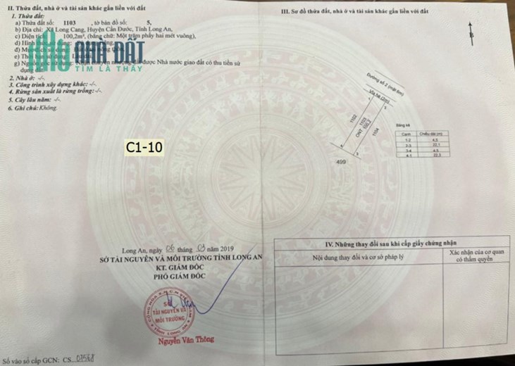 Nền C1 10 Khu Lotus Long Cang Residence 5x20, Sổ Hồng Cắt Lỗ 350tr Đường 833B