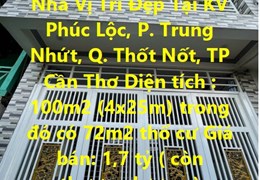 CHÍNH CHỦ Cần Bán Nhà Vị Trí Đẹp Tại P. Trung Nhứt, Q. Thốt Nốt, Cần Thơ