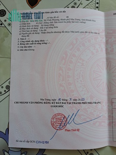 BÁN ĐẤT DƯỚI 1 TỶ TẠI VĨNH PHƯƠNG NHA TRANG KHÁNH HÒA