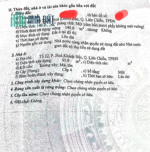 Bán lô đất mặt tiền đường Lạc Long Quân - Hòa Khánh Bắc
