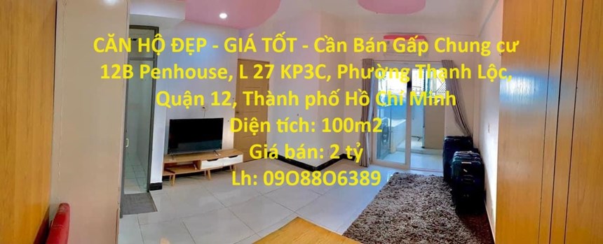 CĂN HỘ ĐẸP - GIÁ TỐT - Cần Bán Gấp Chung cư First Home Thạnh Lộc