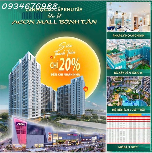 MỞ BÁN ĐỢT 1 ➡️ CĂN HỘ CAO CẤP Liền kề AEON MALL BÌNH TÂN - CĐT KHANG ĐIỀN, chỉ thanh toán 20% đến