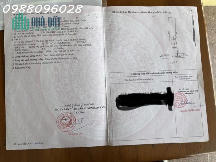 Chính chủ cần bán 696m2 đất đường ô tô tại Thị trấn Tân Minh, Hàm Tân