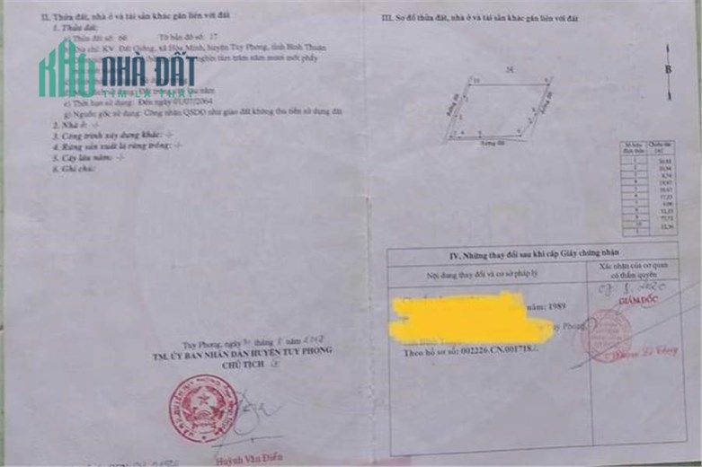 ĐẤT ĐẸP - GIÁ TỐT - Cần Bán Lô Đất Đẹp tại huyện Tuy phong, tỉnh Bình Thuận