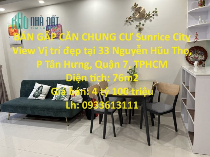 BÁN GẤP CĂN CHUNG CƯ Sunrice City View Vị trí đẹp tại quận 7, TPHCM