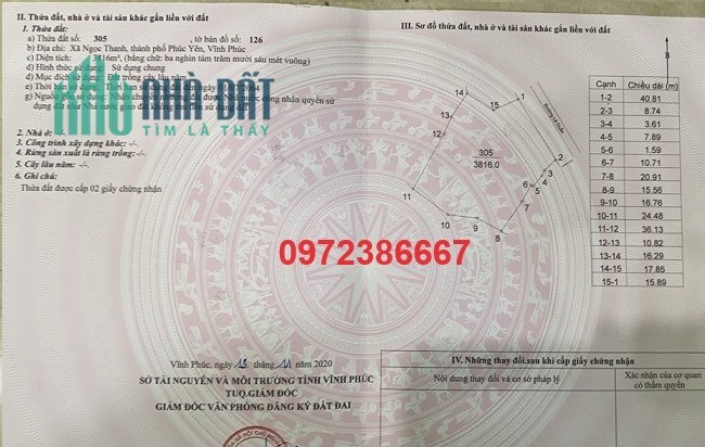 ✨Bán đất vị trí đẹp tại Xã Ngọc Thanh, Phúc Yên, Vĩnh Phúc; 15tr/m2; 0972386667